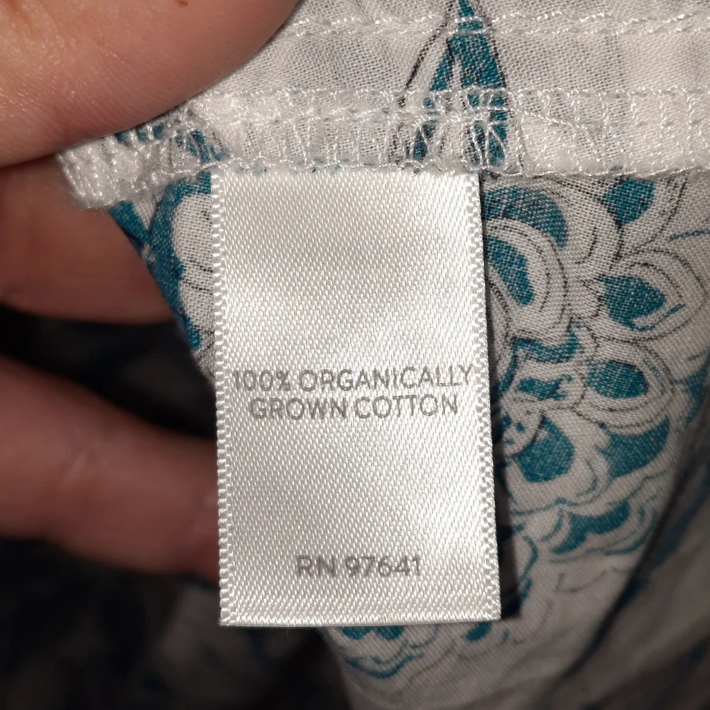 J.JILL Floral Cabana Dress Blue & White Boho Beach Organic Cotton Resort Vacay M - Picture 6 of 12